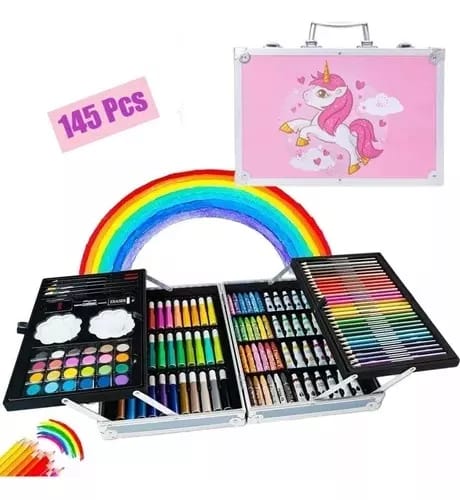 Set De Arte Para Niños Marcadores Crayolas Acuarelas Colores 145 Piezas