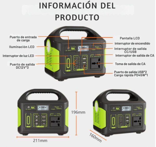Subestación de Energía 300W Generador Solar Portátil - Image 2