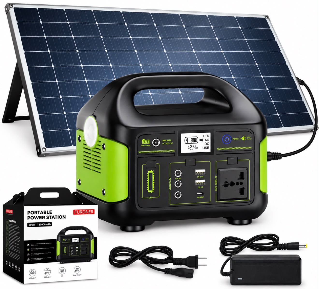 Subestación de Energía 300W Generador Solar Portátil